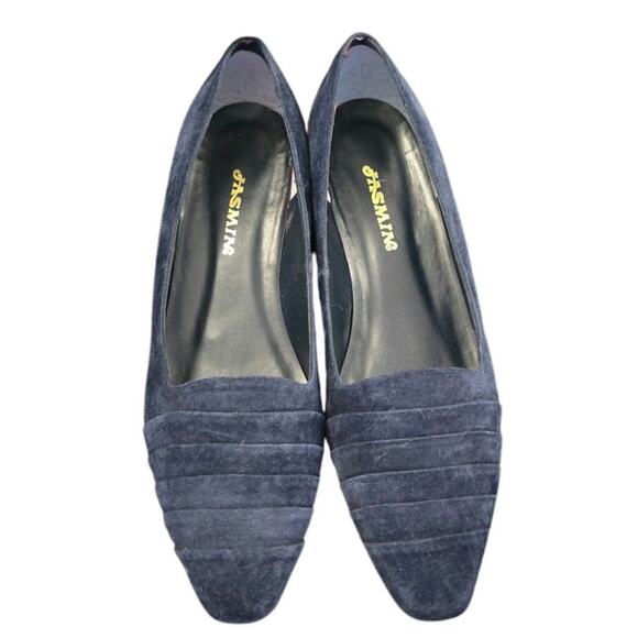 Jasmin Blue Suede Low‎ Heel Pleated Toe Size 9M NiB - Picture 3 of 8